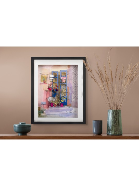 3D Glass Painting of a Charming Balcony with Goat  , Tu B'Av Gifts , I