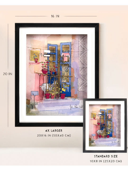 3D Glass Painting of a Charming Balcony with Goat  , Tu B'Av Gifts , I