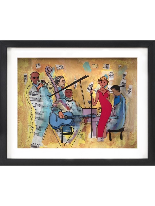 Jazz Band Peinture 3D sur verre - Art mural pour Musi , Cadeaux Tu B'Av , I