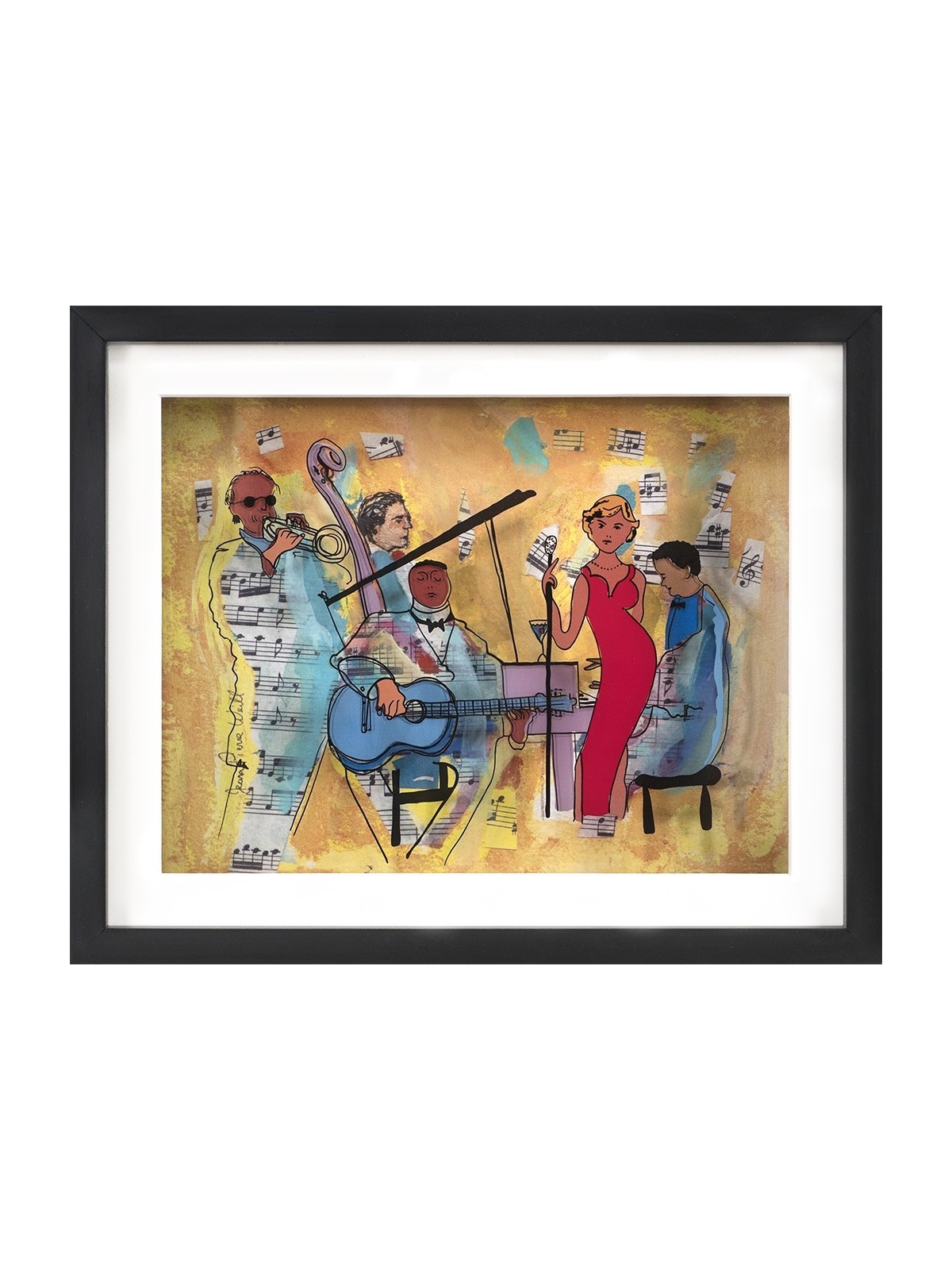 Jazz Band Peinture 3D sur verre - Art mural pour Musi , Cadeaux Tu B'Av , I