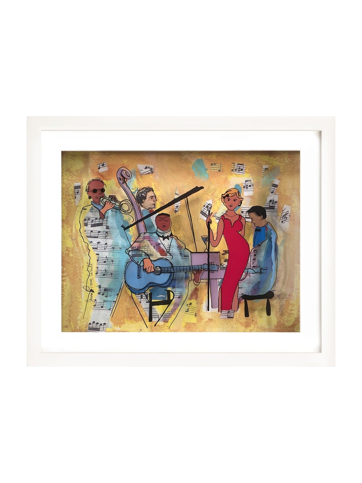 Jazz Band 3D Painting on Glass - Wall Art for Musi , Tu B'Av Gifts , I