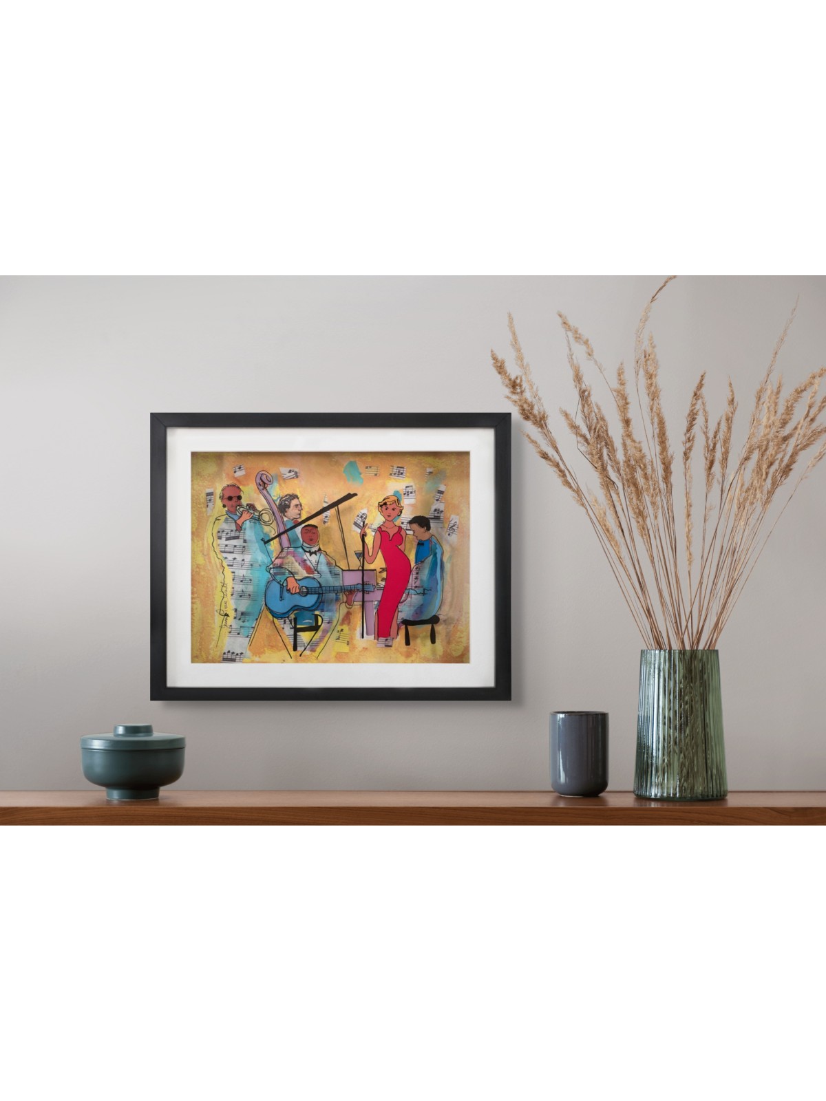 Jazz Band Peinture 3D sur verre - Art mural pour Musi , Cadeaux Tu B'Av , I