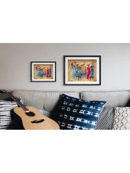 Jazz Band Peinture 3D sur verre - Art mural pour Musi , Cadeaux Tu B'Av , I