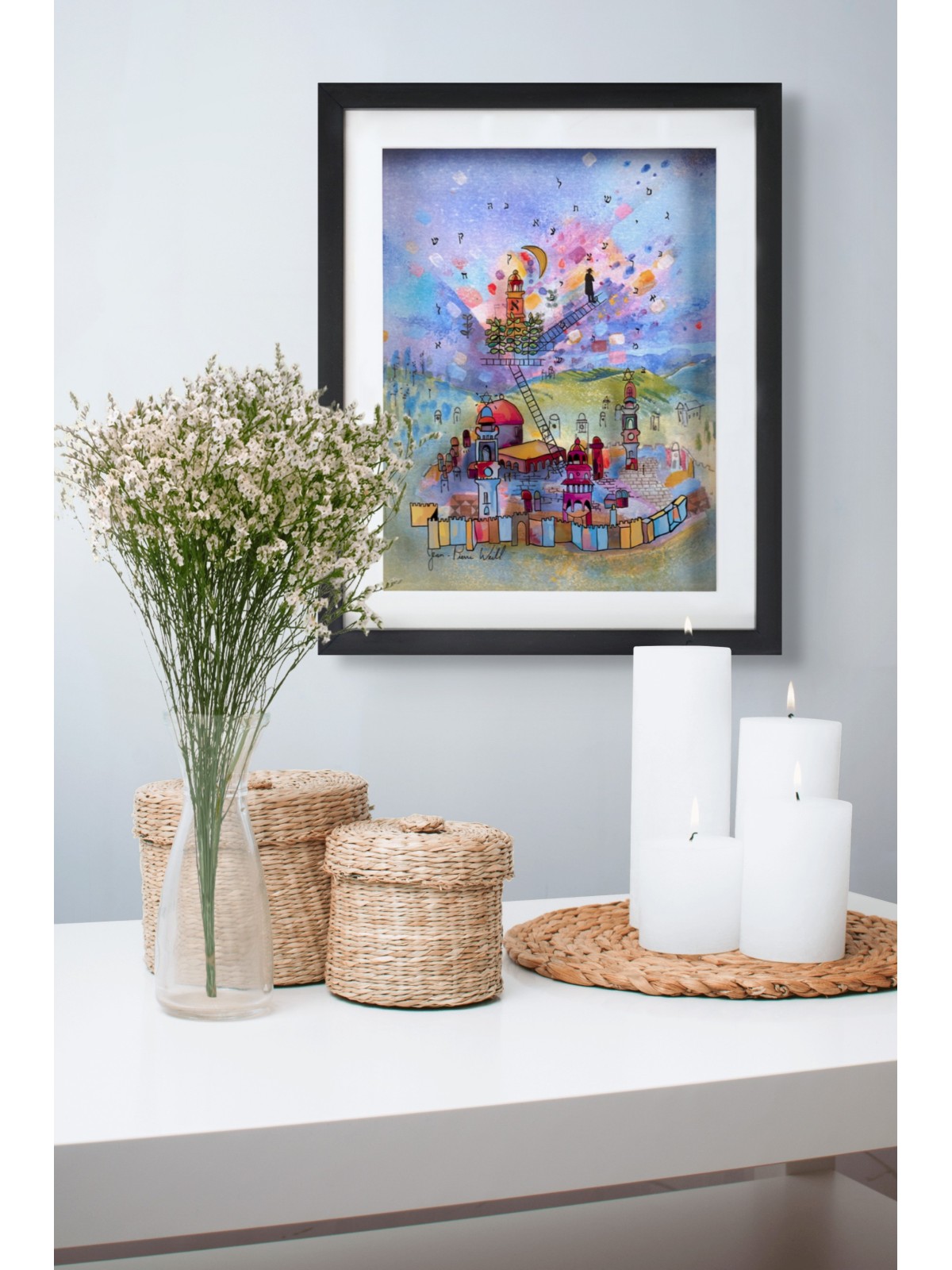 Ville de prières - Verre 3D multicolore de Jérusalem, Cadeaux Tu B'Av, I