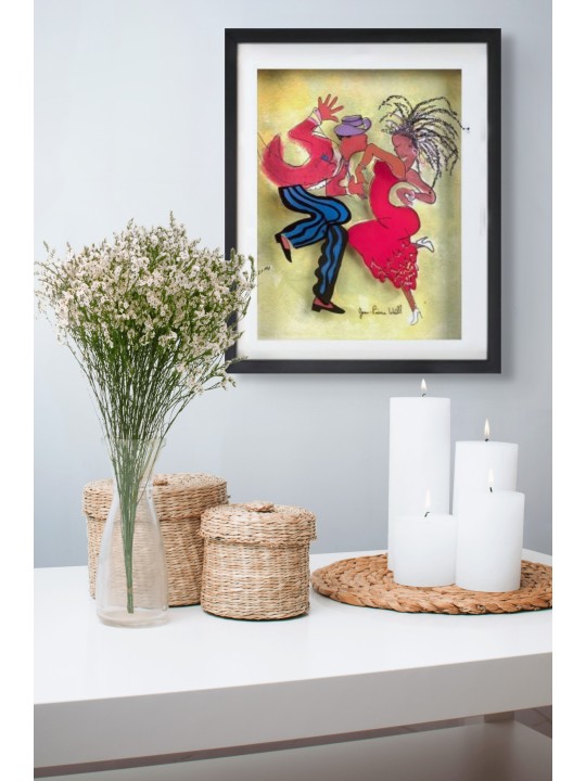 Dancing Couple 3D Painting on Glass - Romantic Pai , Tu B'Av Gifts , I