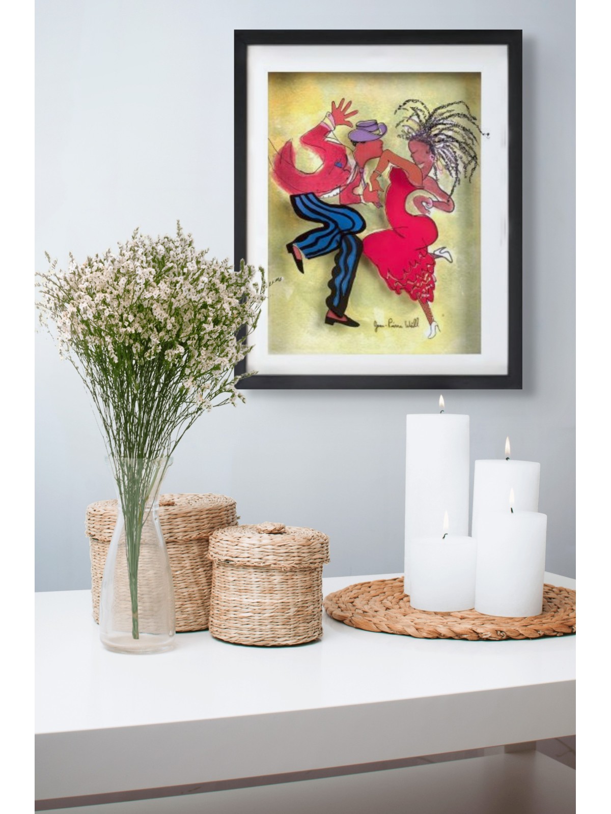 Dancing Couple 3D Painting on Glass - Romantic Pai , Tu B'Av Gifts , I