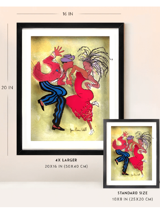 Dancing Couple 3D Painting on Glass - Romantic Pai , Tu B'Av Gifts , I