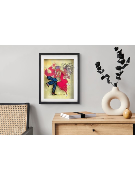 Dancing Couple 3D Painting on Glass - Romantic Pai , Tu B'Av Gifts , I