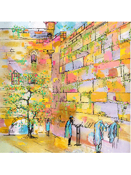 Unique Kotel 3D Painting on Glass - Modern Jewish  , Tu B'Av Gifts , I