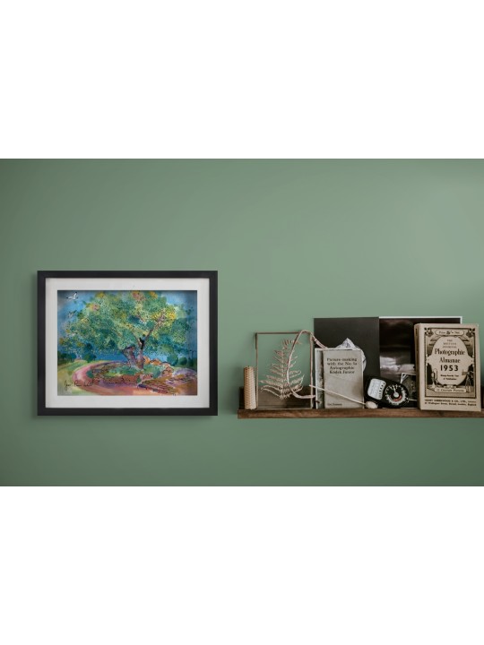 Childhood Memories - 3D Glass Painting of an Oak T , Tu B'Av Gifts , I