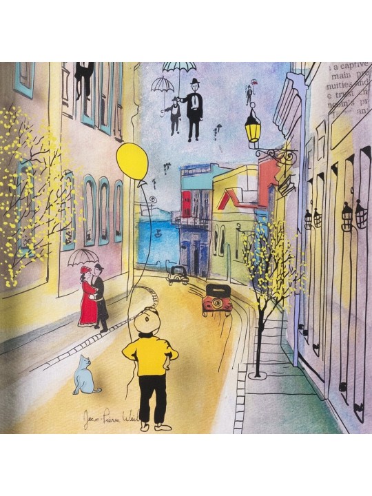 The Floating Street 3D Fantasy Painting on Glass , Tu B'Av Gifts , Isr