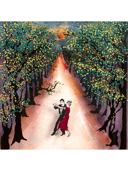 Moonlight Dance Romantic 3D Painting on Glass , Tu B'Av Gifts , Israel