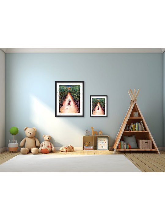 Moonlight Dance Romantic 3D Painting on Glass , Tu B'Av Gifts , Israel