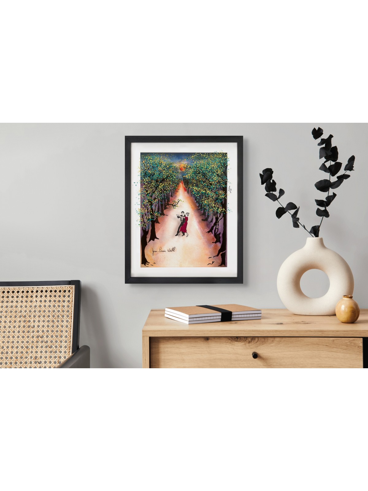 Moonlight Dance Romantic 3D Painting on Glass , Tu B'Av Gifts , Israel