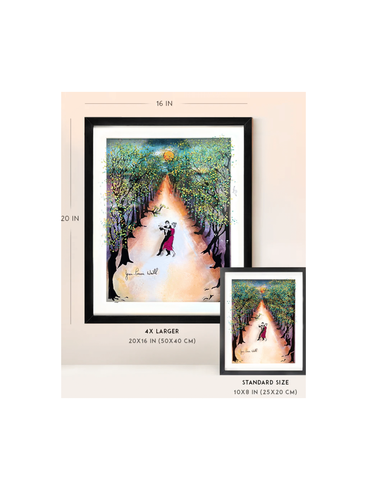 Moonlight Dance Romantic 3D Painting on Glass , Tu B'Av Gifts , Israel