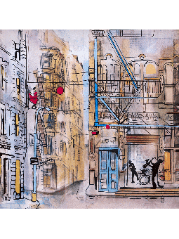 New York Jazz Scene 3D Painting on Glass of Urban  , Tu B'Av Gifts , I