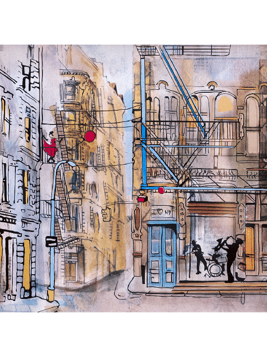 Scène de jazz de New York Peinture 3D sur verre d’Urban , Cadeaux Tu B'Av , I