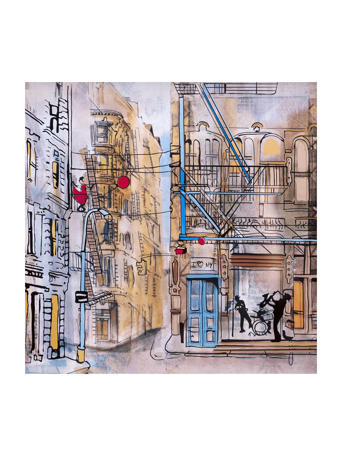Scène de jazz de New York Peinture 3D sur verre d’Urban , Cadeaux Tu B'Av , I