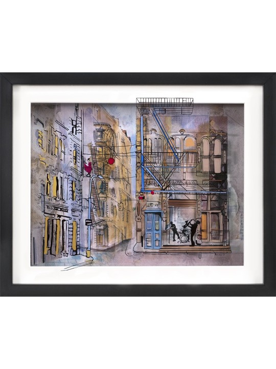New York Jazz Scene 3D Painting on Glass of Urban  , Tu B'Av Gifts , I