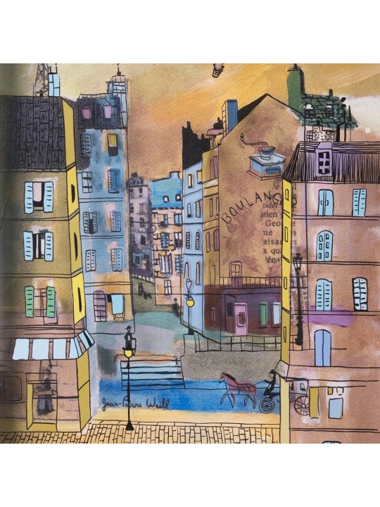 Peinture 3D colorée de la vieille ville de Paris Morning Glow, cadeaux Tu B'Av, I