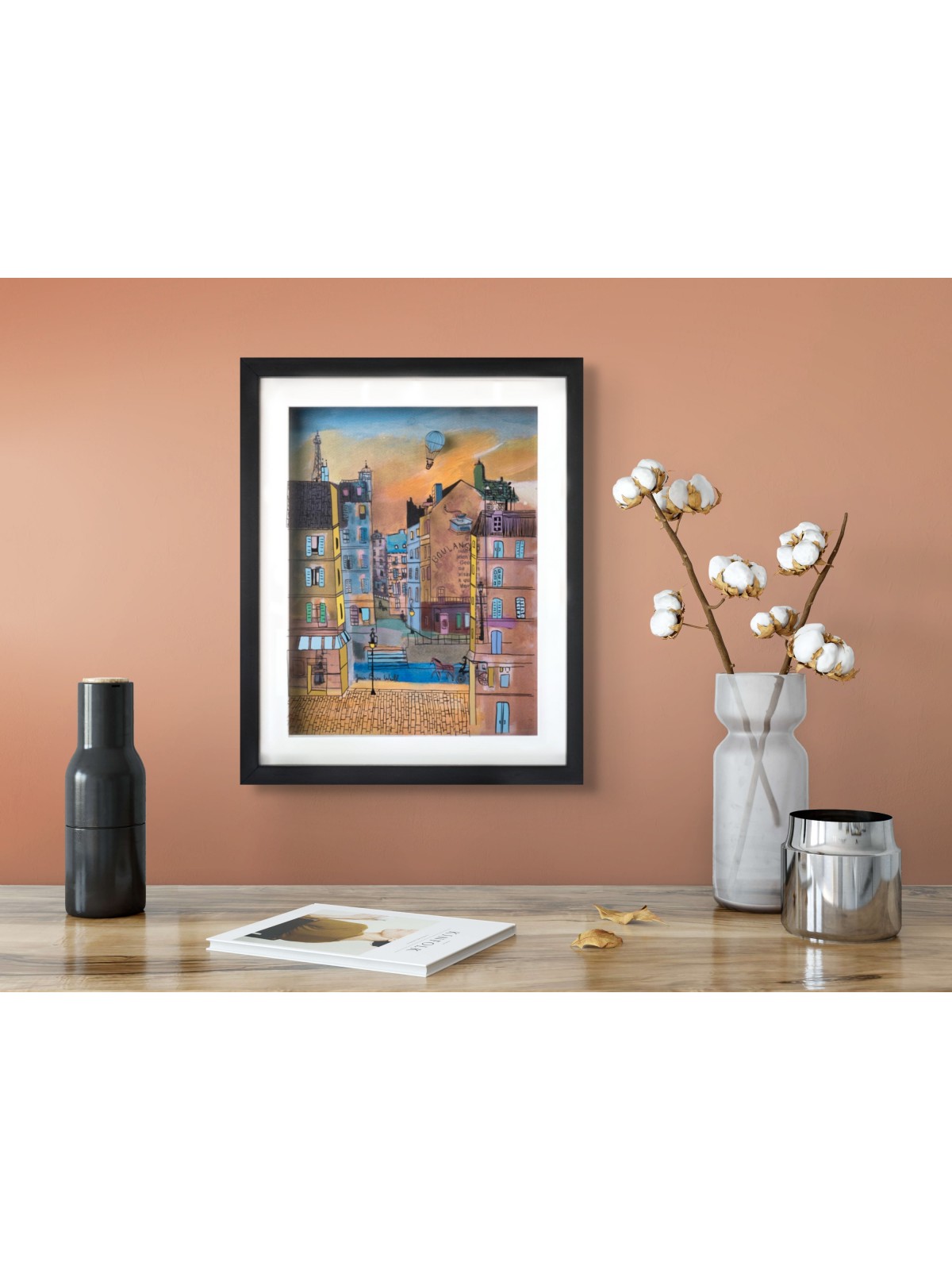 Peinture 3D colorée de la vieille ville de Paris Morning Glow, cadeaux Tu B'Av, I