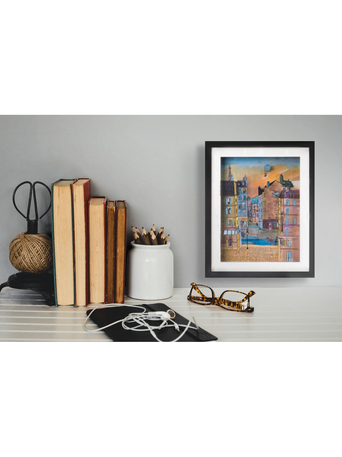 Peinture 3D colorée de la vieille ville de Paris Morning Glow, cadeaux Tu B'Av, I