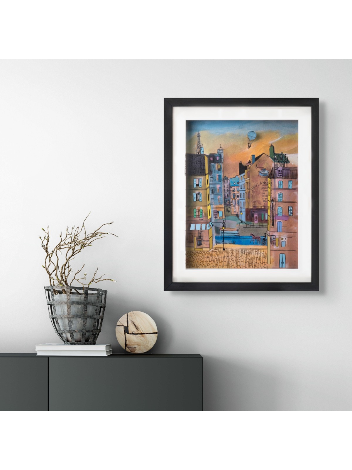 Peinture 3D colorée de la vieille ville de Paris Morning Glow, cadeaux Tu B'Av, I