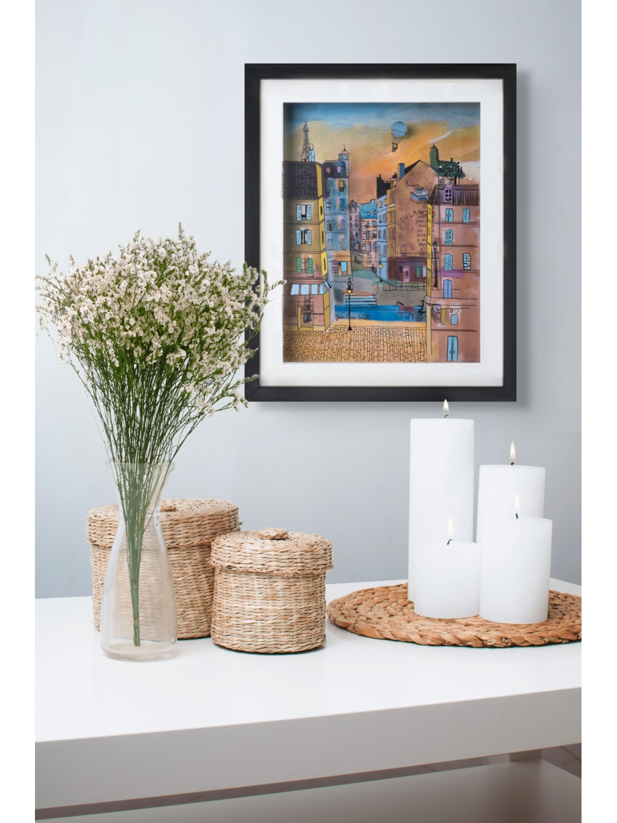 Peinture 3D colorée de la vieille ville de Paris Morning Glow, cadeaux Tu B'Av, I