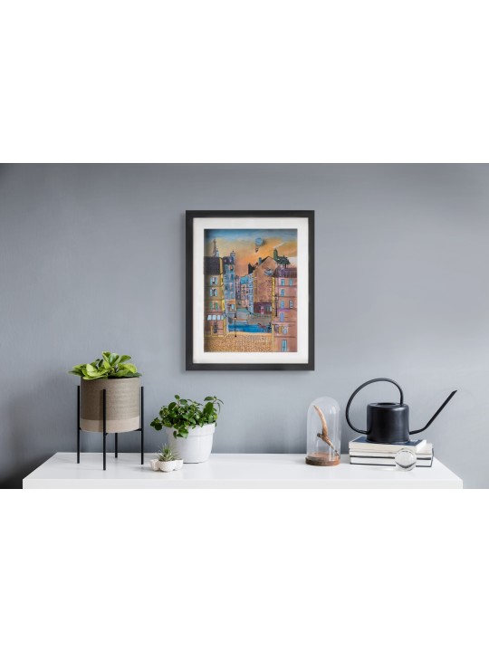 Peinture 3D colorée de la vieille ville de Paris Morning Glow, cadeaux Tu B'Av, I