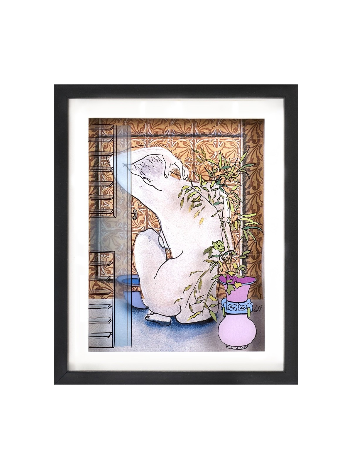 Peinture 3D encadrée nue minimaliste sur verre - Roma , Cadeaux Tu B'Av , I