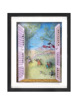 Window to Joy 3D Painting on Glass of Kids Play Sk , Tu B'Av Gifts , I