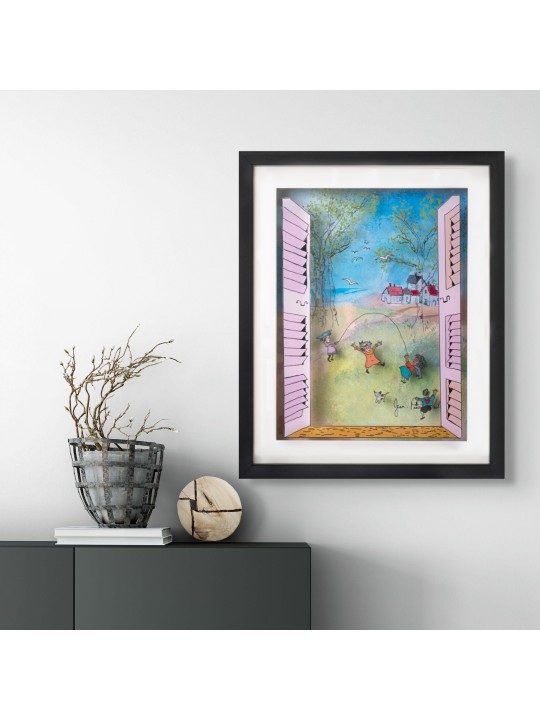 Window to Joy 3D Painting on Glass of Kids Play Sk , Tu B'Av Gifts , I