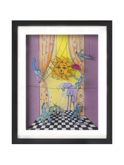 Nostalgic 3D Painting on Glass of Childhood Circus , Tu B'Av Gifts , I