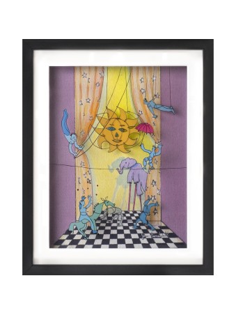 Peinture 3D nostalgique sur verre du cirque d'enfance , Cadeaux Tu B'Av , I