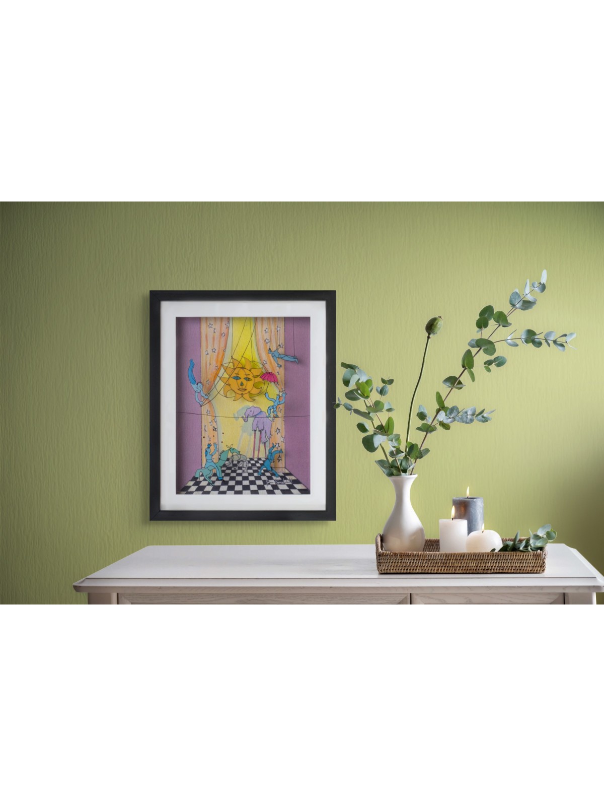 Peinture 3D nostalgique sur verre du cirque d'enfance , Cadeaux Tu B'Av , I