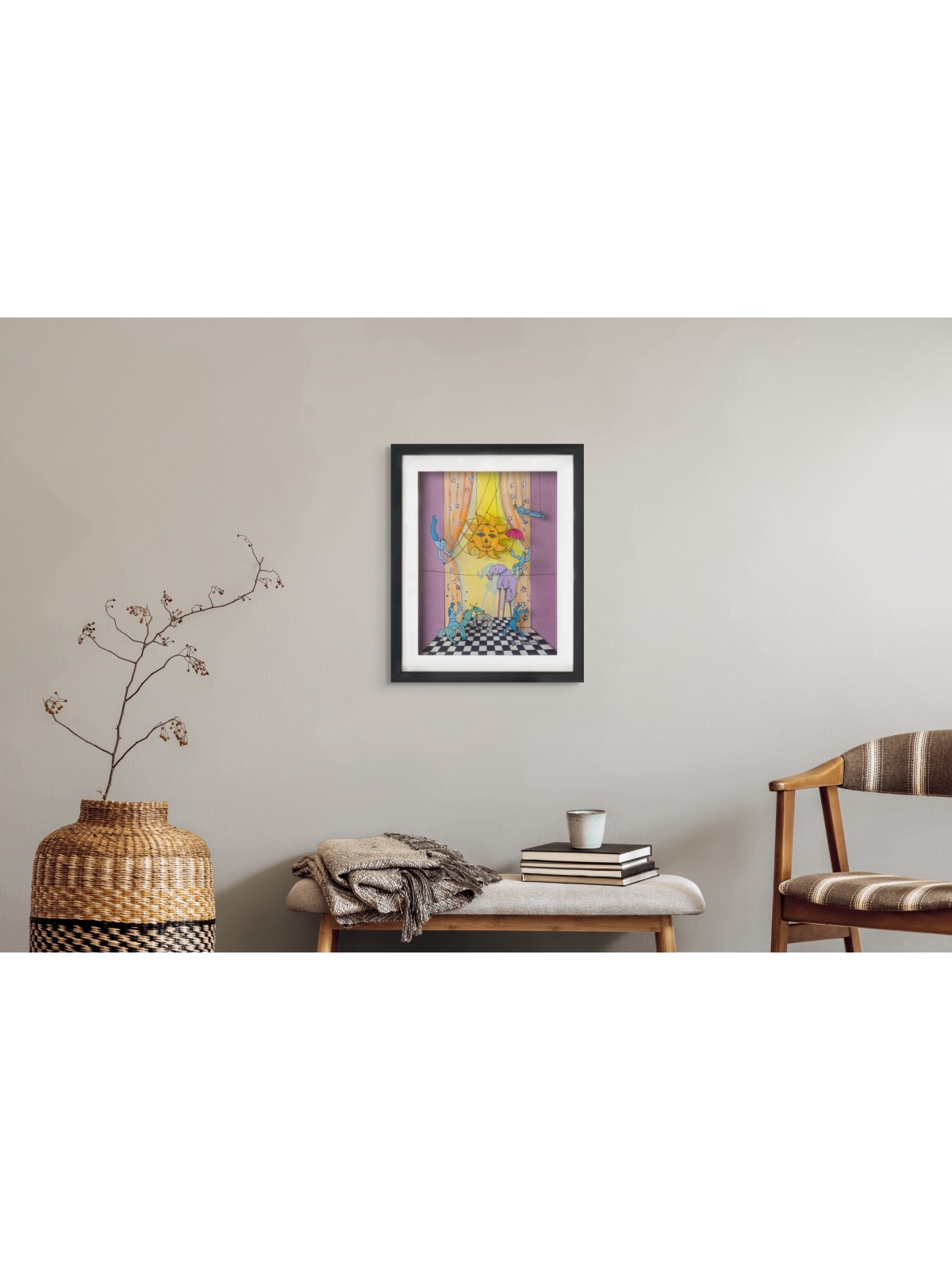 Nostalgic 3D Painting on Glass of Childhood Circus , Tu B'Av Gifts , I