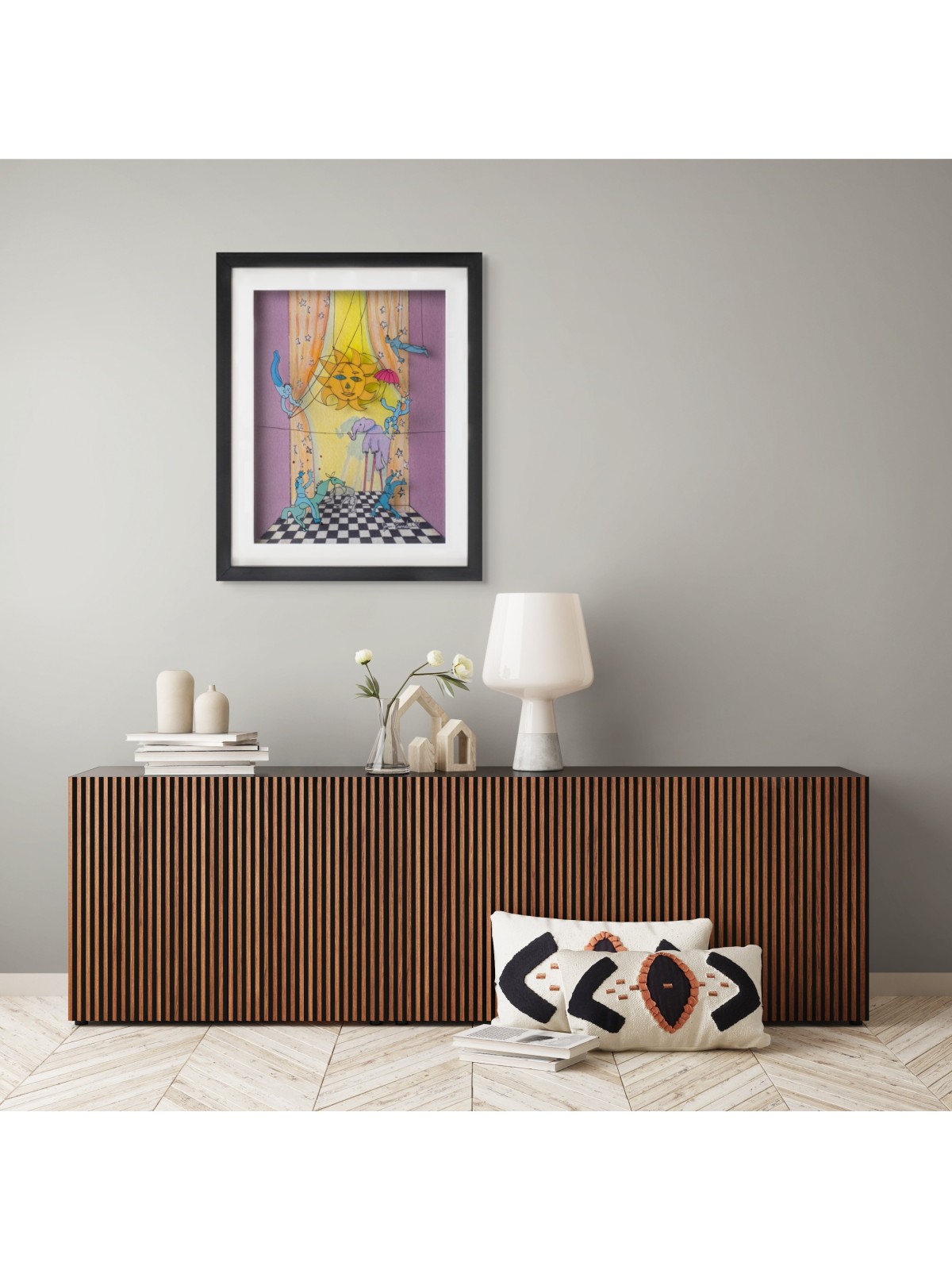 Nostalgic 3D Painting on Glass of Childhood Circus , Tu B'Av Gifts , I