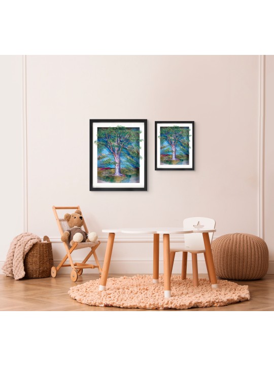 Peinture d'arbre de vie d'œuvres d'art 3D sur verre avec, cadeaux Tu B'Av, I