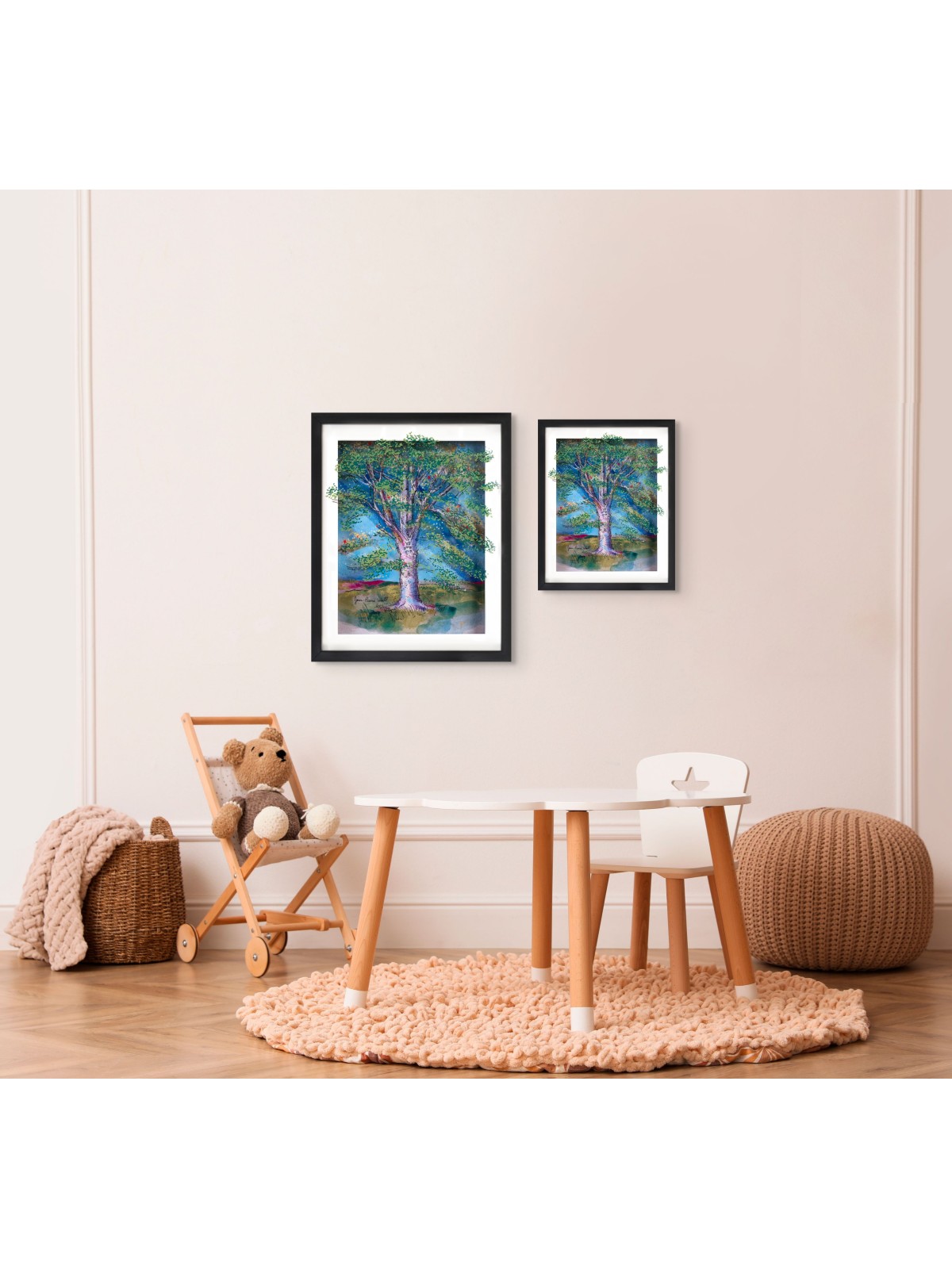 Peinture d'arbre de vie d'œuvres d'art 3D sur verre avec, cadeaux Tu B'Av, I