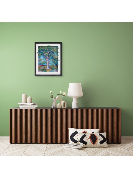 Peinture d'arbre de vie d'œuvres d'art 3D sur verre avec, cadeaux Tu B'Av, I