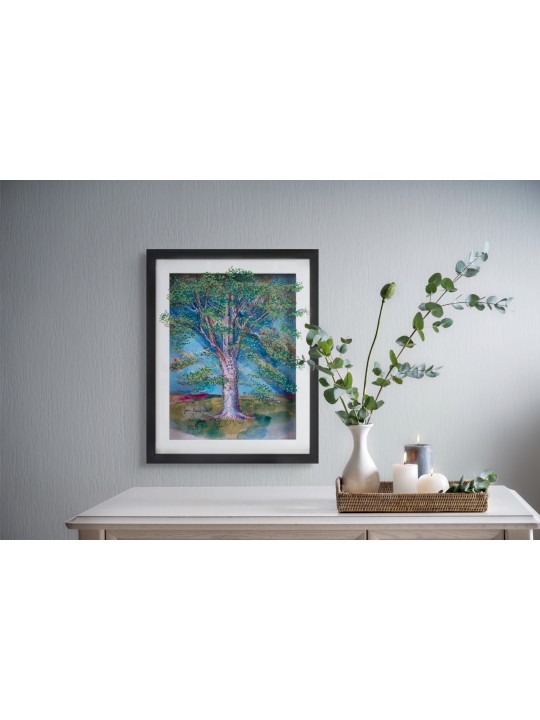 Tree of Life Painting of 3D Artwork on Glass with  , Tu B'Av Gifts , I
