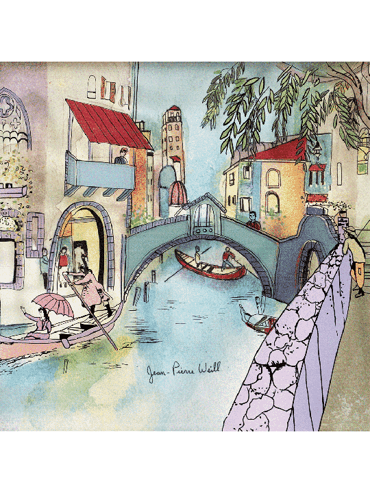 Venise au bord du canal - Peinture sur verre 3D d'automne , Cadeaux Tu B'Av , I