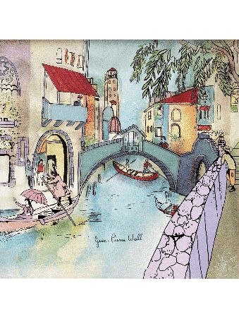 Venise au bord du canal - Peinture sur verre 3D d'automne , Cadeaux Tu B'Av , I