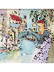 Venice by the Canal - 3D Glass Painting of Autumn  , Tu B'Av Gifts , I