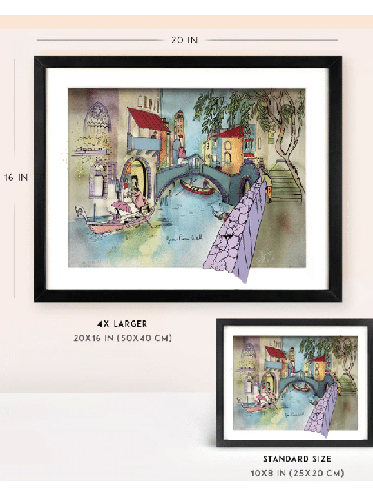 Venice by the Canal - 3D Glass Painting of Autumn  , Tu B'Av Gifts , I