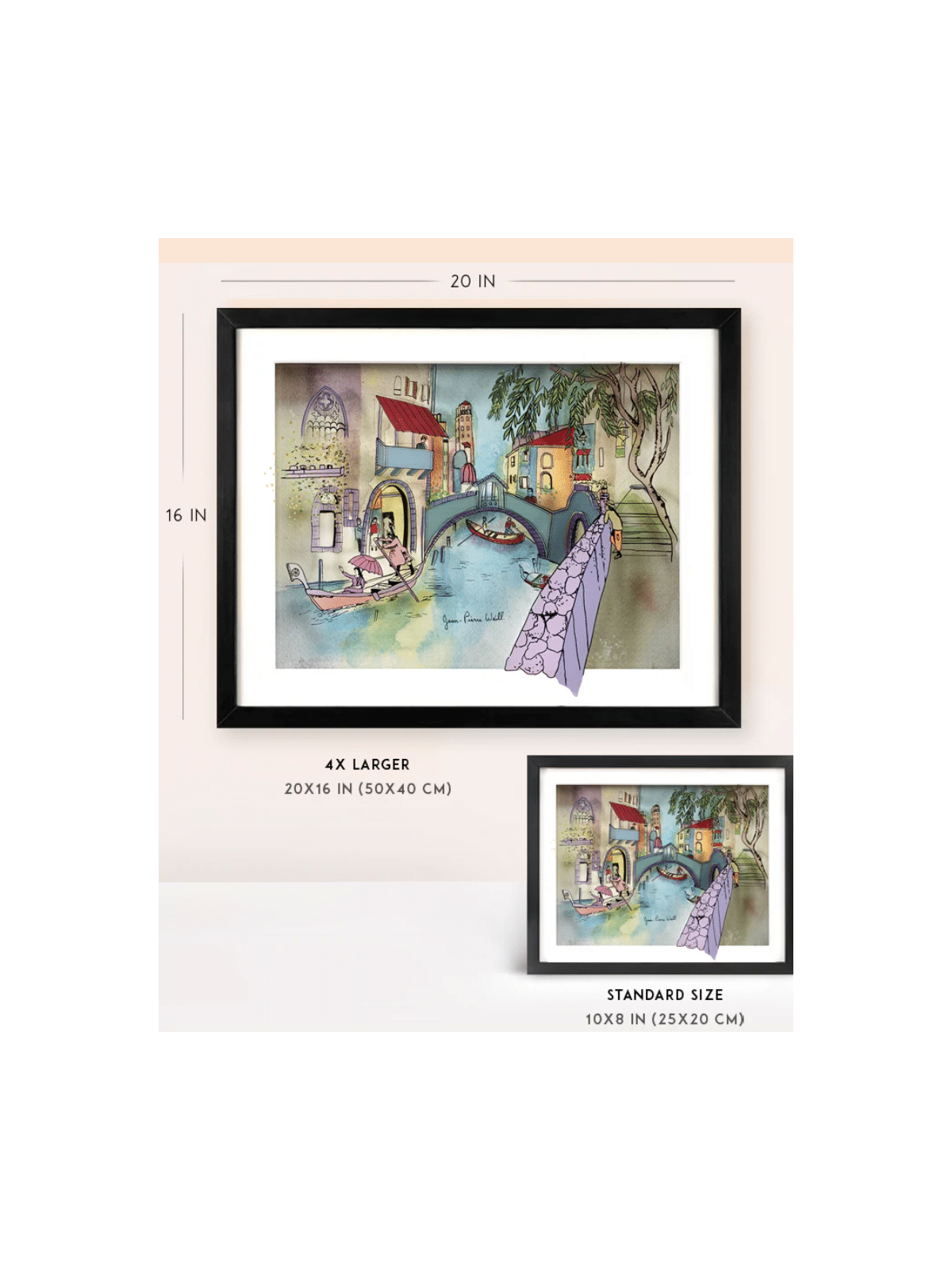 Venice by the Canal - 3D Glass Painting of Autumn  , Tu B'Av Gifts , I