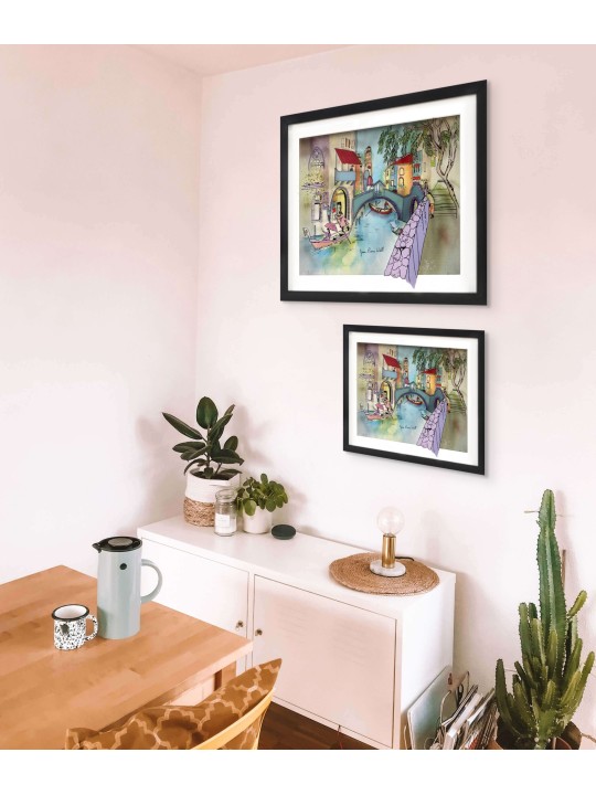 Venise au bord du canal - Peinture sur verre 3D d'automne , Cadeaux Tu B'Av , I
