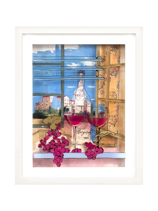 Deux verres de vin de Bourgogne Peinture 3D romantique , Cadeaux Tu B'Av , I