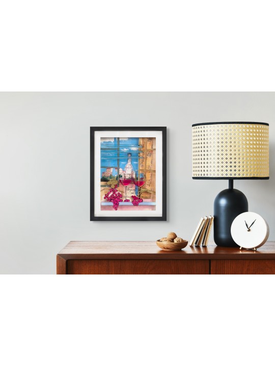 Two Glasses of Burgundy Wine Romantic 3d Painting  , Tu B'Av Gifts , I