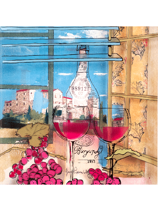 Deux verres de vin de Bourgogne Peinture 3D romantique , Cadeaux Tu B'Av , I